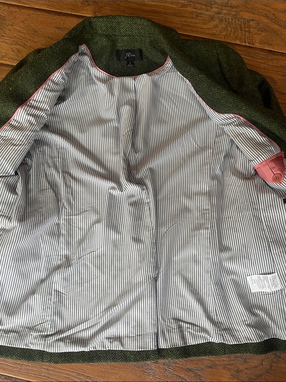 J. Crew Green Herringbone Women's Blazer - Size 2 - Picture 6 of 10